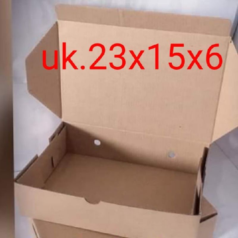 Box Kardus E-Flute Coklat Untuk Packaging Olshop Sovenir Baju Kotak Kado Hampers Snack 23x15x6 cm