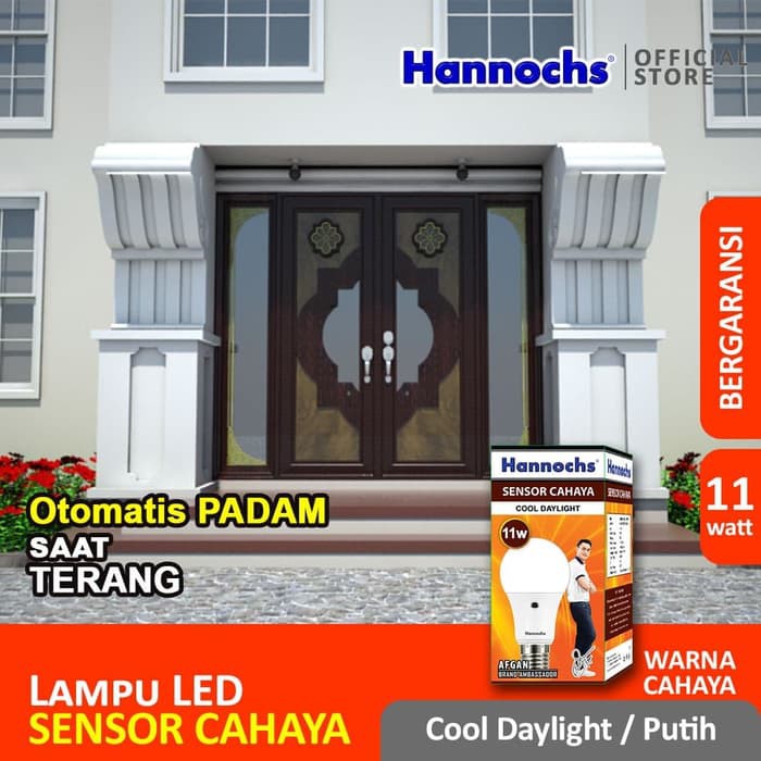 Hannochs Light Sensor 11 watt Bola Lampu Bohlam LED Sensor Cahaya