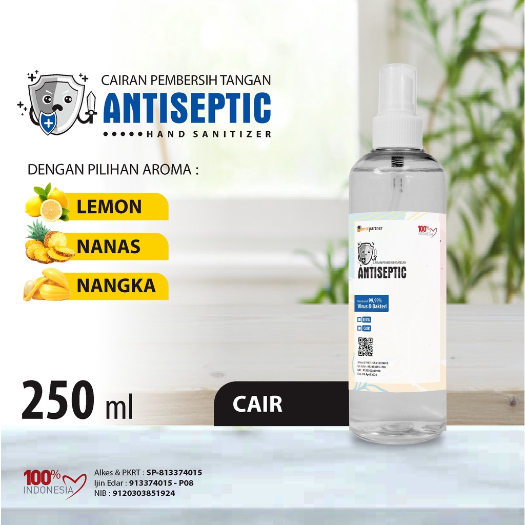 Hand Sanitizer Cair Antiseptic  Putihan Macam Varian  Aroma Segar 250 ml Spray + Free Bubble Wrap