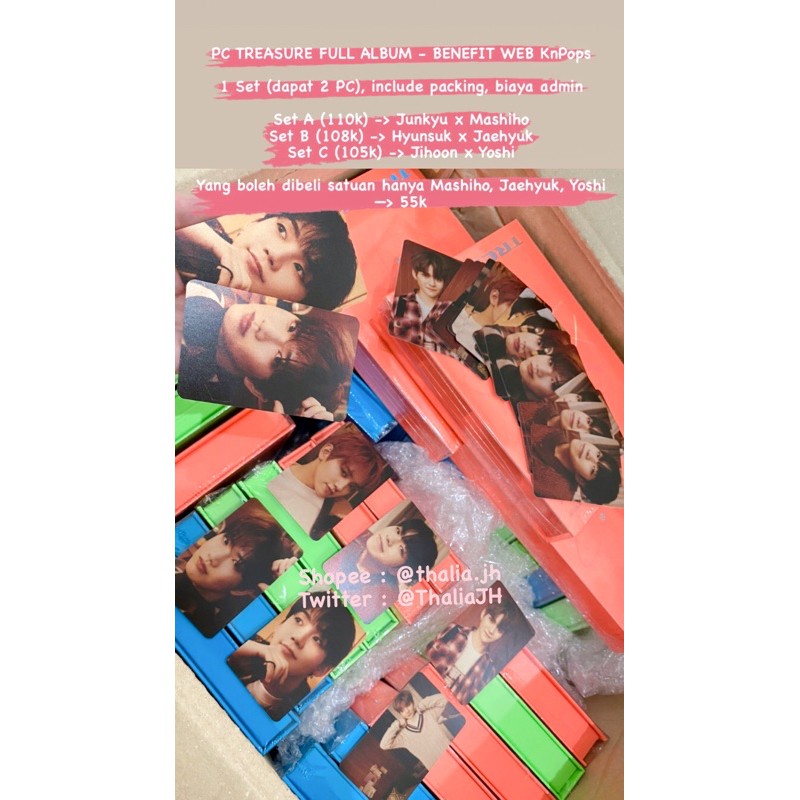 PHOTOCARD TREASURE (PC) JUNKYU MASHIHO JIHOON JAEHYUK YOSHI HYUNSUK BENE WEB KNPOPS 1st FULL ALBUM