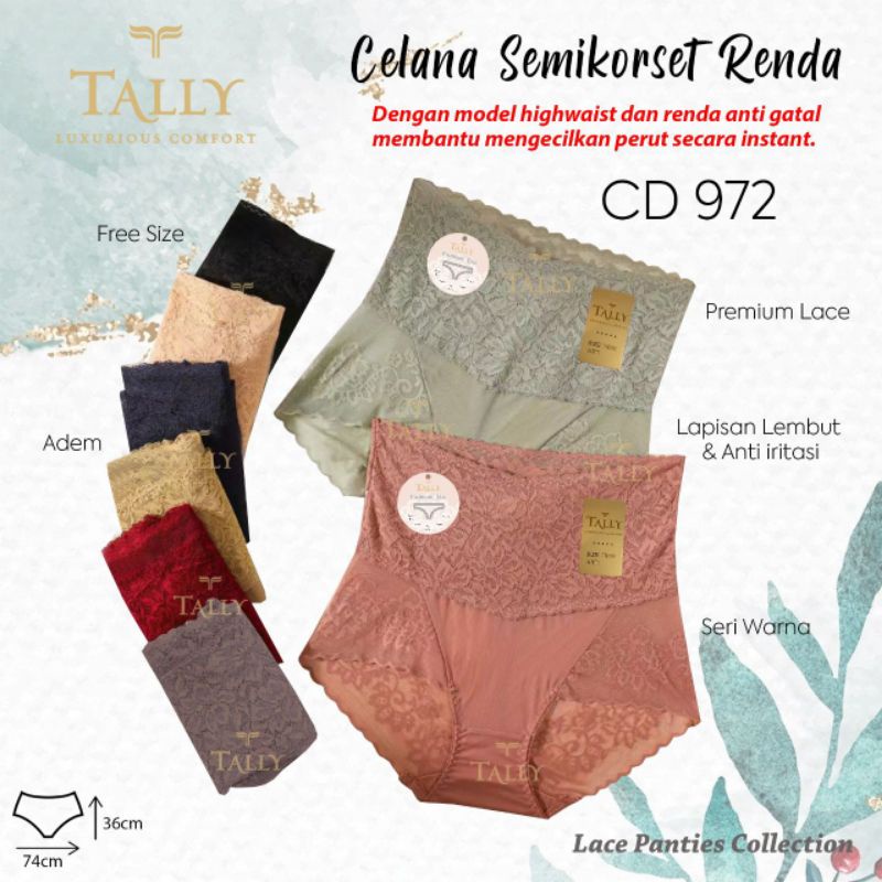 TALLY CD CELANA DALAM SEMI CORSET 972 | FIT XL-XXL | KATUN RENDA | HIGH WAIST | FREE SIZE