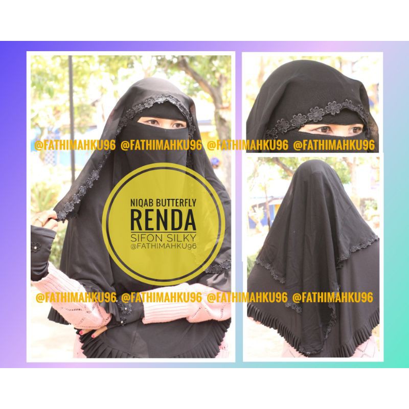 NIQAB BUTTERFLY/NIQOB 2 LAYER/Purdah Renda Cantik