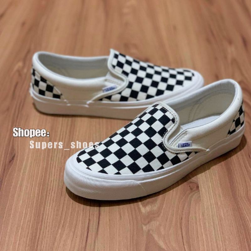 SEPATU VANS SLIPON OG CHECKERBOARD BLACK WHITE - VANS SLIP ON OG CATUR PRIA WANITA | #BRANDSALE SOCKOG-4