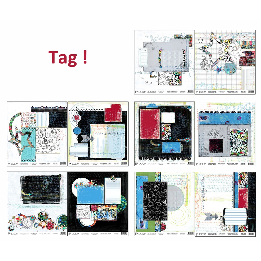 

12x12 Paket Kertas Scrapbooking "Tag" (10 lembar)