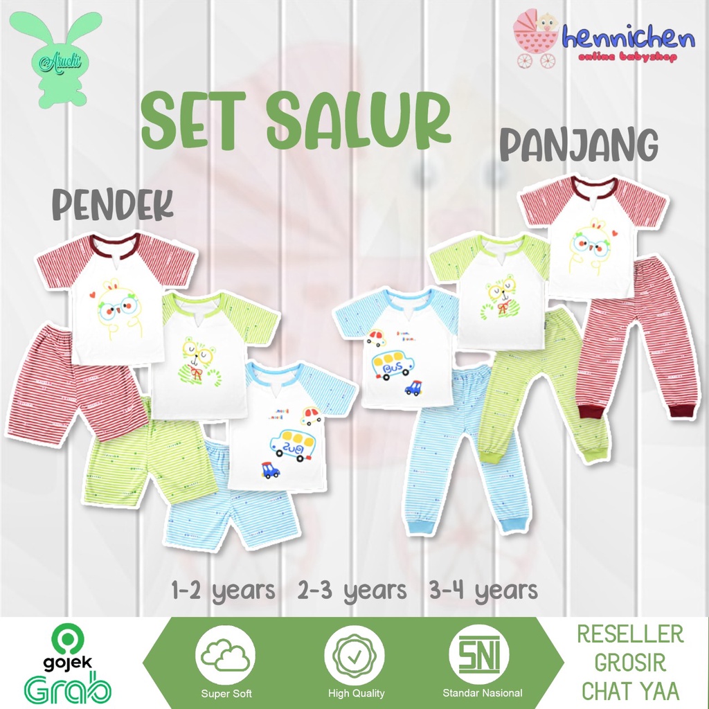 ARUCHI SETELAN SALUR SABLON BAJU PENDEK CELANA PENDEK / BAJU PANJANG CELANA PANJANG 1-3 TAHUN