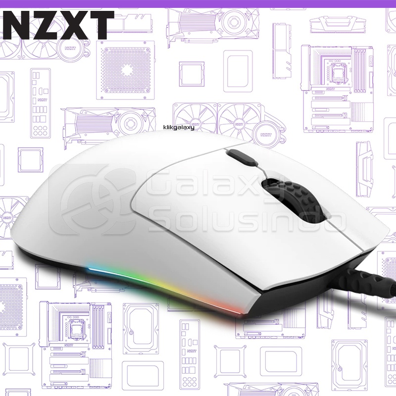 NZXT LIFT Lightweight Ambidextrous Gaming Mouse - White