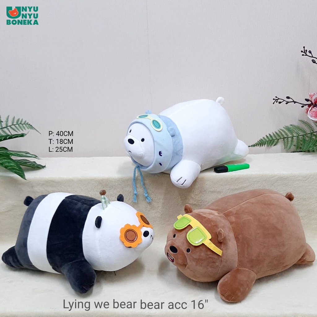 Boneka Laying We Bare Bears Panda Grizzly Ice Bear Beruang Animal Karakter