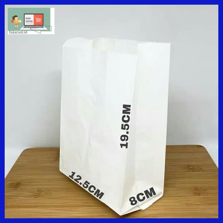 

D5Gt6R6- Paper Bag / Kantong Kertas Putih Untuk Roti, Fried Chicken, Snack Dll - Putih 57Ti800U-