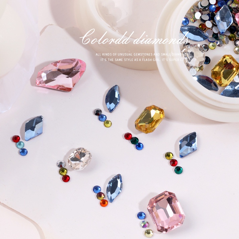 Pretty Hiasan Kuku 3D Bentuk Berlian Untuk Manicure Nail/Decoration Crystal Aksesoris Kuku Manik Manik Nail Art