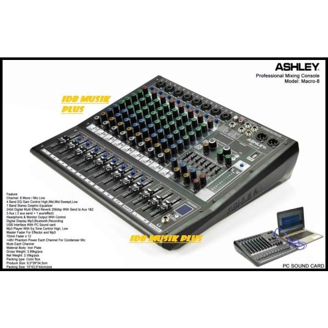 Mixer 8 Channel Ashley Macro8 Macro 8 Original Ashley