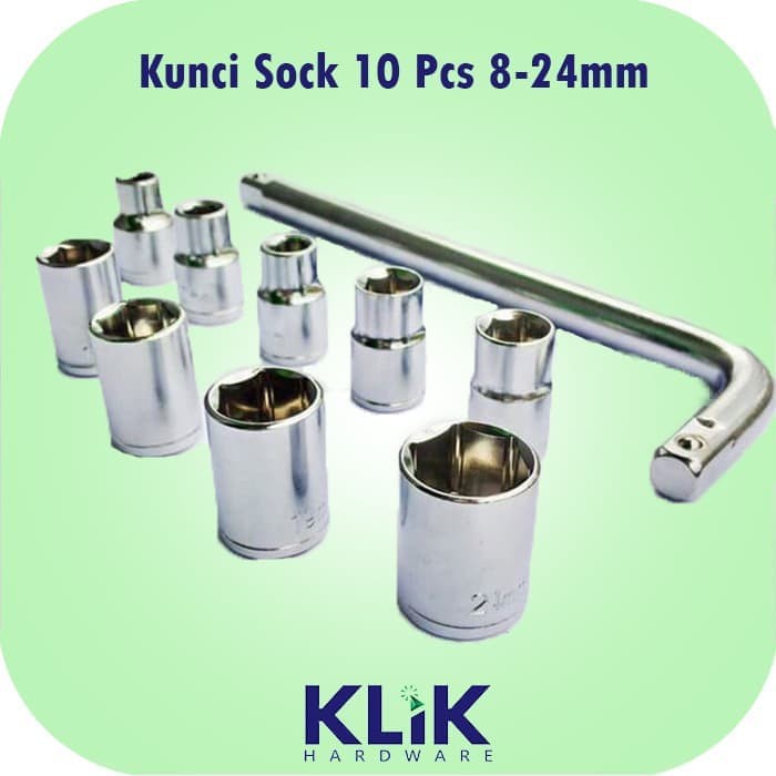 KTP Kunci Shock Sock Sok Set 10 Pcs 8 - 24 mm Motor Mobil