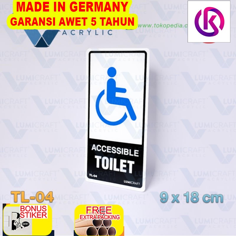 

Murah Accessible Toilet (Toilet Disabilitas) Sign Acrylic 9 x 18 cm | TL-04