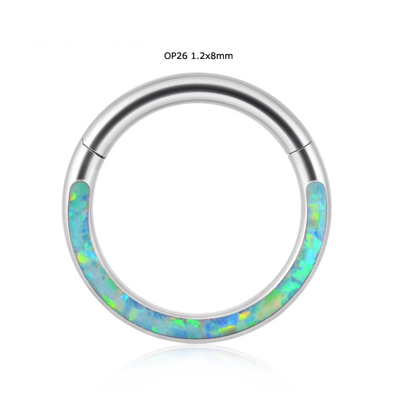 1pc Anting Tindik Hidung 16Gauge Helix Tragus Rook Bahan Titanium Dengan Opal G23