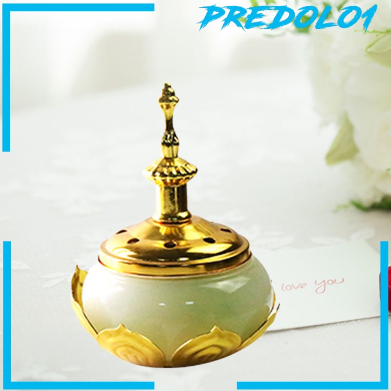 [PREDOLO1] Lotus Incense Burner with Removable Lid Cone Coil Holder Censer Ornament Indoor Bedroom Meditation