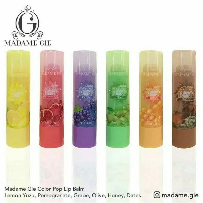 MADAME GIE Color Pop Lip Balm Fruity Series - MakeUp Lipbalm Colorpop