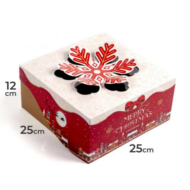 

Kardus Kue Natal Motif Salju Red Christmas Box Dus Kemasan Kotak Bingkisan Hampers Gift Packaging