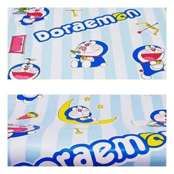  Wallpaper Sticker 10m Motif Doraemon Garis Garis Biru 