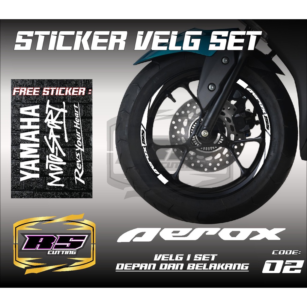 Cutting Sticker Velg AEROX- Aksesoris Motor Stiker Lis Velg  YAMAHA AEROX Skotlet Sticker Lis PELEK 