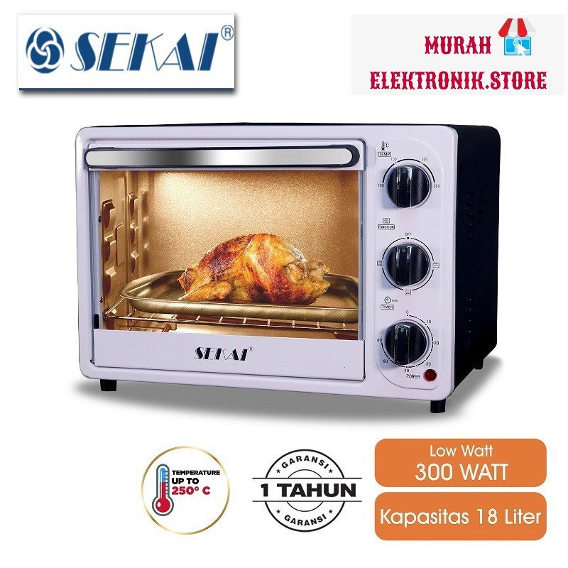 SEKAI Oven Listrik Low Watt Kapasitas 21L UkL / 18L UkD Pemanggang Makanan Serbaguna - OV 180