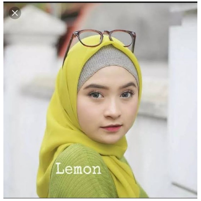 Hijab segi empat paris premium polos by : catlyn carla-Lemon