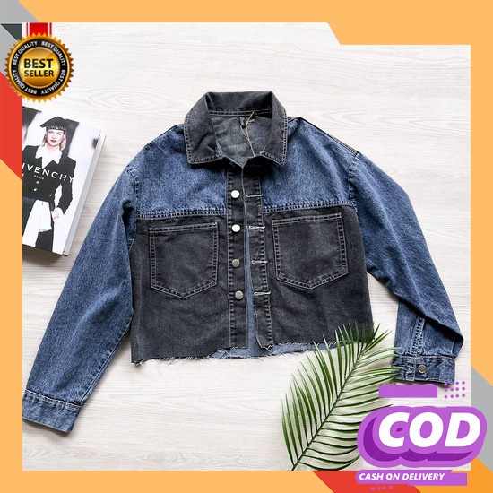 Top Brand-Jaket Crop Jeans Levis Wanita Jumbo Oversize Snow Wash Best  Jaket Jeans Twotone Kode Lv
