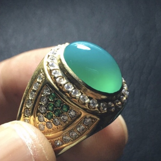 CINCIN BATU BACAN ASLI DOKO MAJIKO HQ KRISTAL NATURAL - RING PERAK HANDMADE FULL TABUR