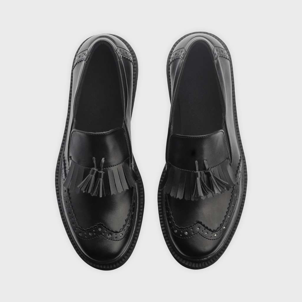 Elmora Black | Sepatu Loafers Hitam Tanpa Tali Pria Casual Kerja Formal Kantor Original Laki | FORIND x Erabor