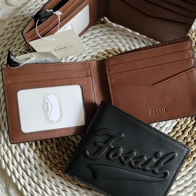 Dompet fossil cowok morgan bifold ID black Star Seller Termurah