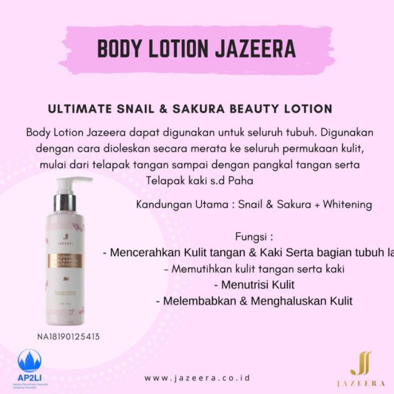 BODY LOTION ( pemutih badan) produk JAZEERA BPOM