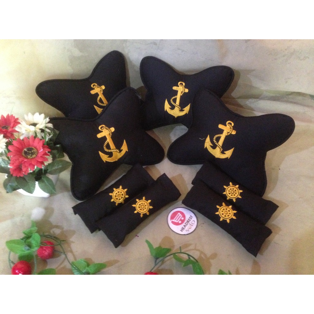 bantal mobil motif jangkar/navy family/bantal pelaut/aksesoris pelayaran/car set popeye