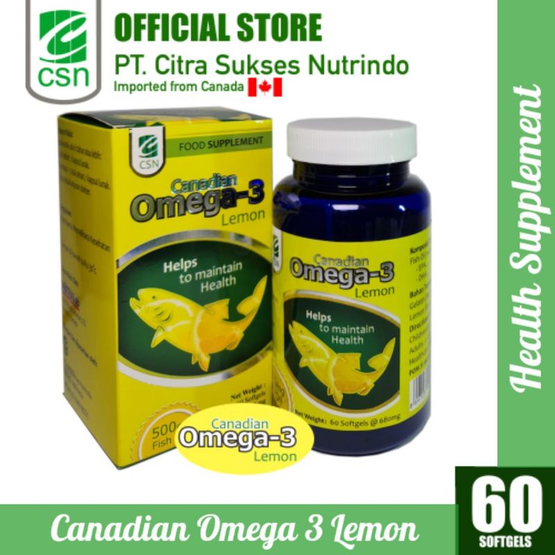 CSN Canadian Omega 3 Lemon for Kids and Adult @60 Softgel Suplemen Kesehatan Minyak Ikan