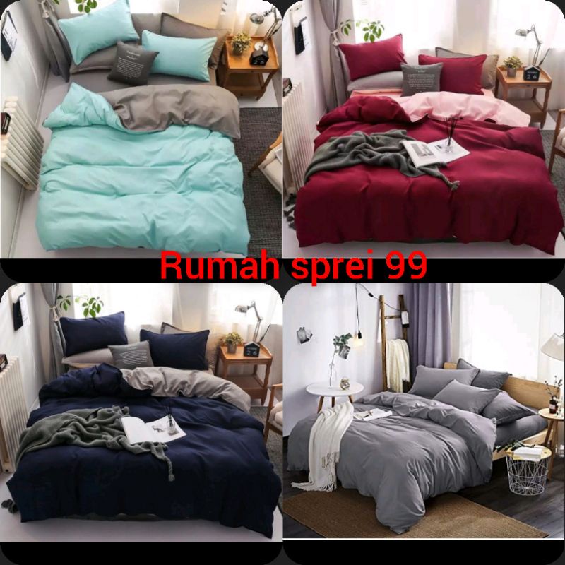 BEDCOVER SET PREMIUM POLOS KOMBINASI|Bedcover muarah polos