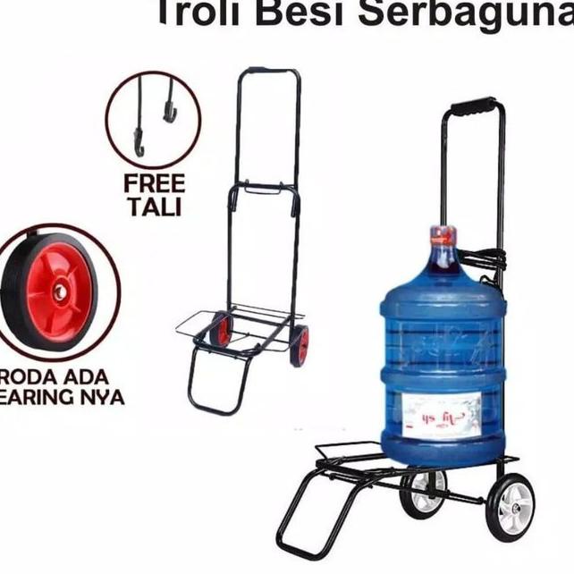 GROSIR Luggage Carrier Trolley Lipat Besi Kuat Pengangkat Barang Dorong Roda Galon Aqua Troli Galon