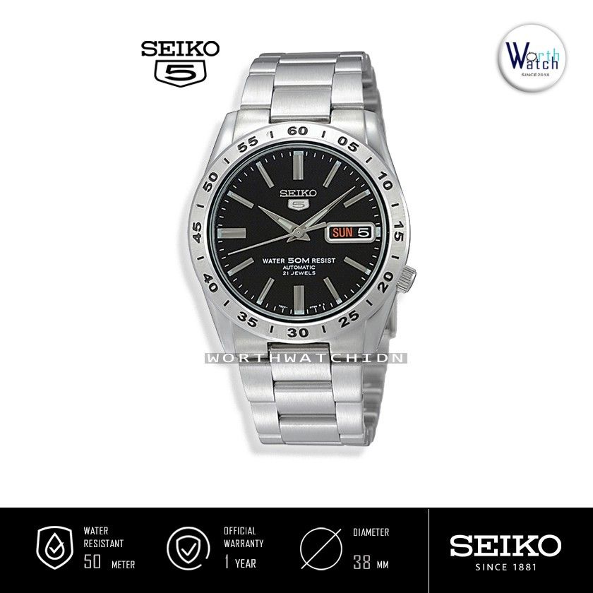 Jam Tangan Pria Otomatis Seiko 5 Men Automatic Black Dial Stainless Steel Original SNKE-01-K1
