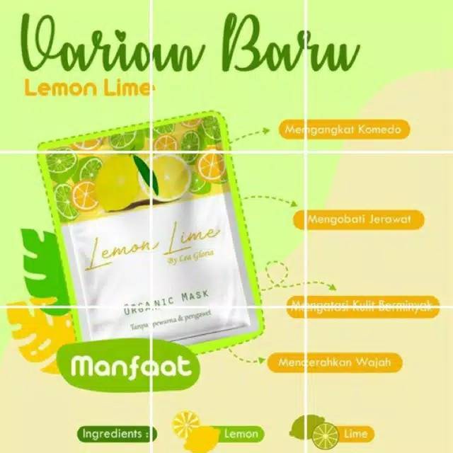 Masker wajah organik bubuk by lea gloria 15 gram premium 7 varian