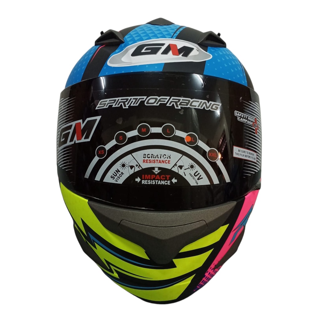 HELM FULLFACE GM RACE PRO CORAK FLASH BLACK PINK DOFF SINGLE VISOR