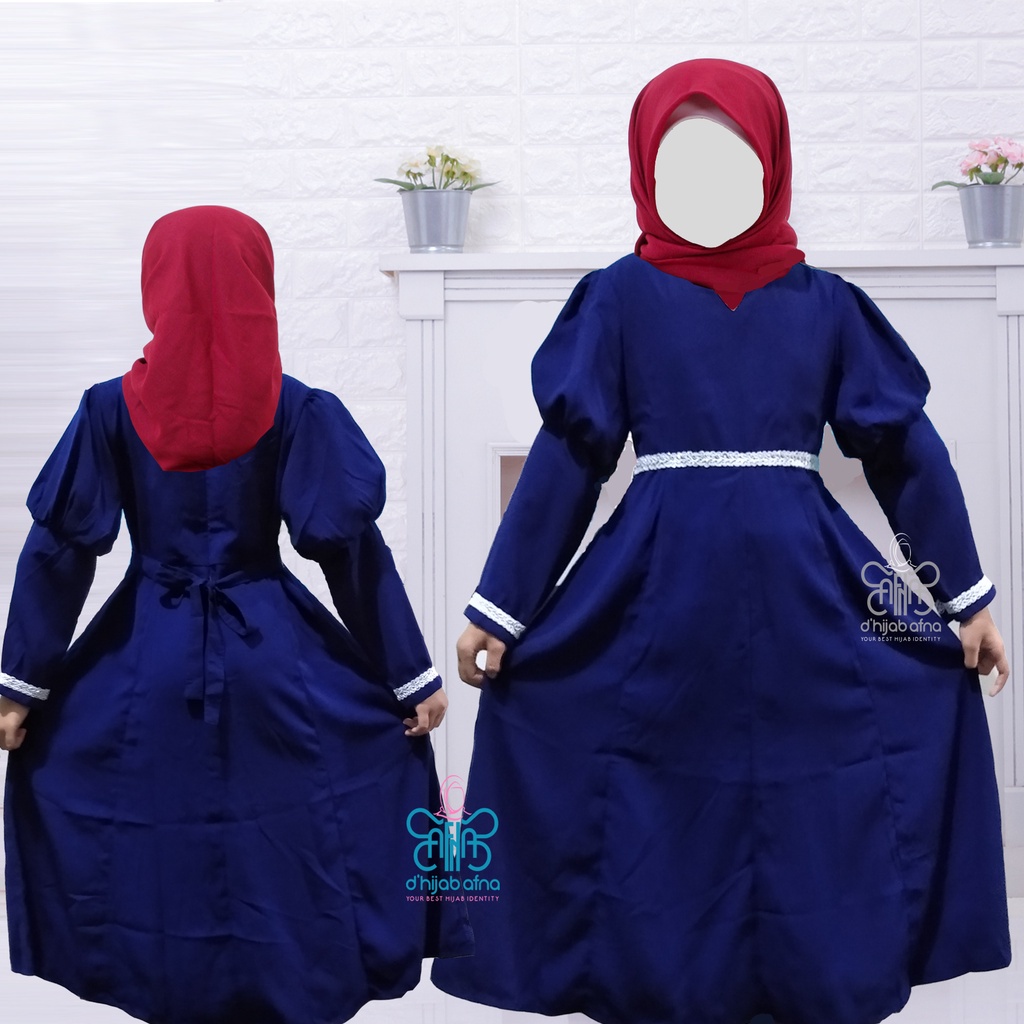 Gamis Anak Adeeva Lengan Balon Dress Pakaian Baju Muslim Set by Afna