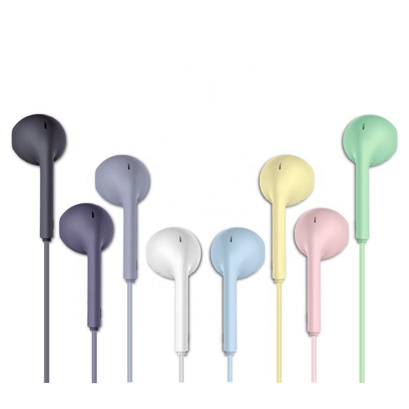 Headset Macaron U19 Handsfree Matte Colorfull Hifi Stereo Extra Bass With Mic Jack 3.5mm Earphone For Handphone Smartphone