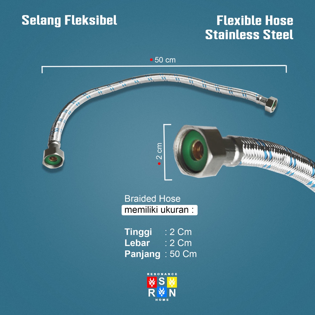 Selang Anyam Fleksibel 50cm / Flexible Hose Closet Wastafel Resonance Home