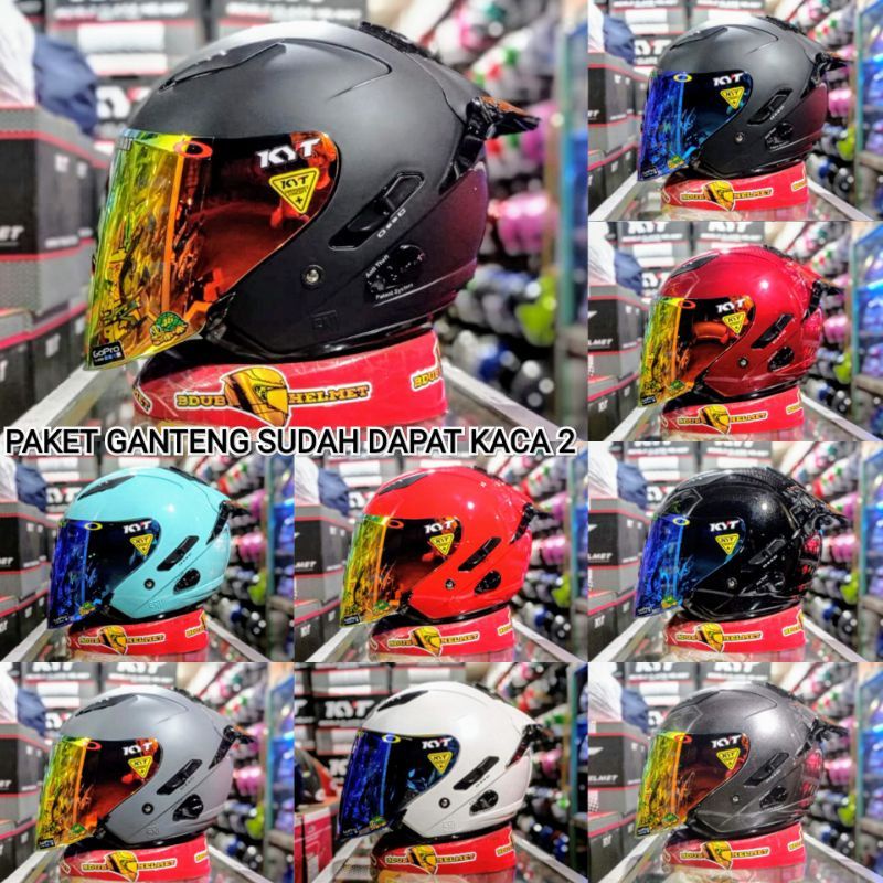 helm kyt galaxy flat R solid paket ganteng full
