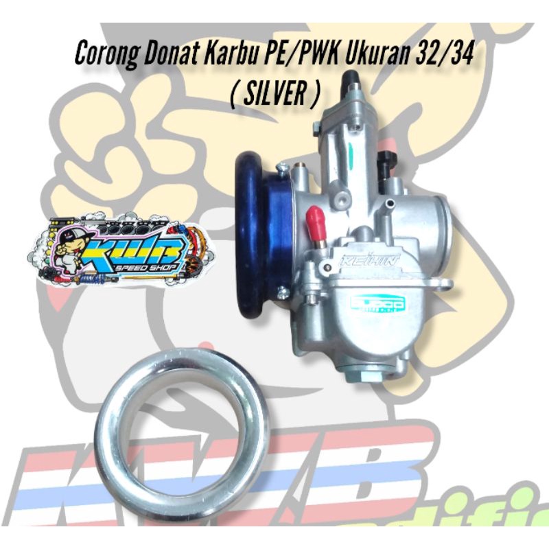 Velocity Karburator Model Donat Flat Corong Karbu PNP PE PWK PWL Air Strike 28 32 34 35 38-Silver PE/PWK 32/34