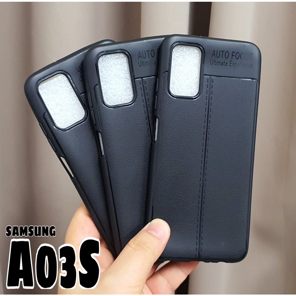 Auto Focus Samsung A03S 6.5 inchi Leather Soft Case Auto Fokus Samsung A03S Motif Kulit Jeruk