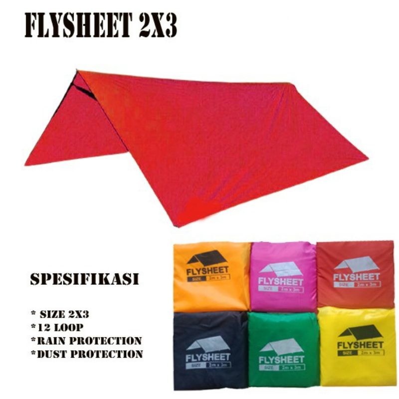 Flysheet 3x2 meter multifungsi shelter pelapis tenda bivak