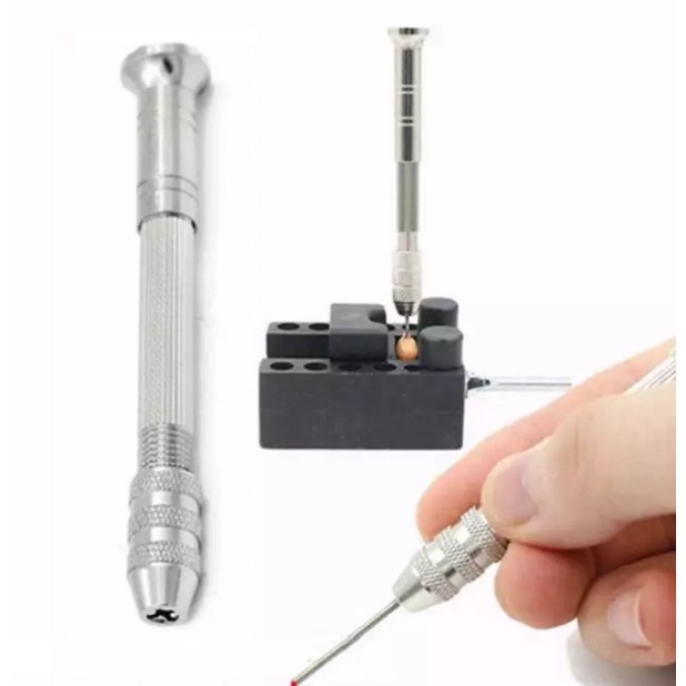 Bor Manual Tangan Mini Hand Micro Drill PCB Set Mata Bor 10 pcs