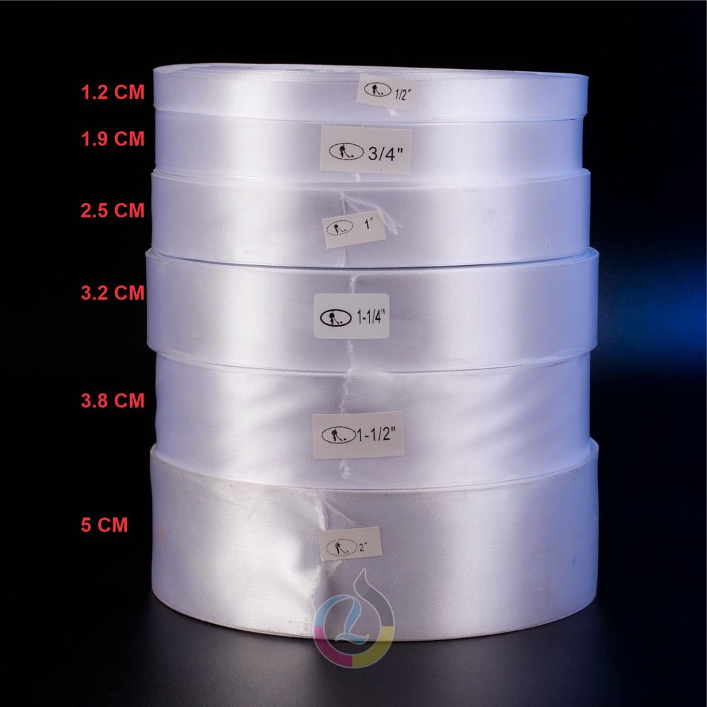 READY bahan pita sattin putih polos pita satin polos bahan label polos