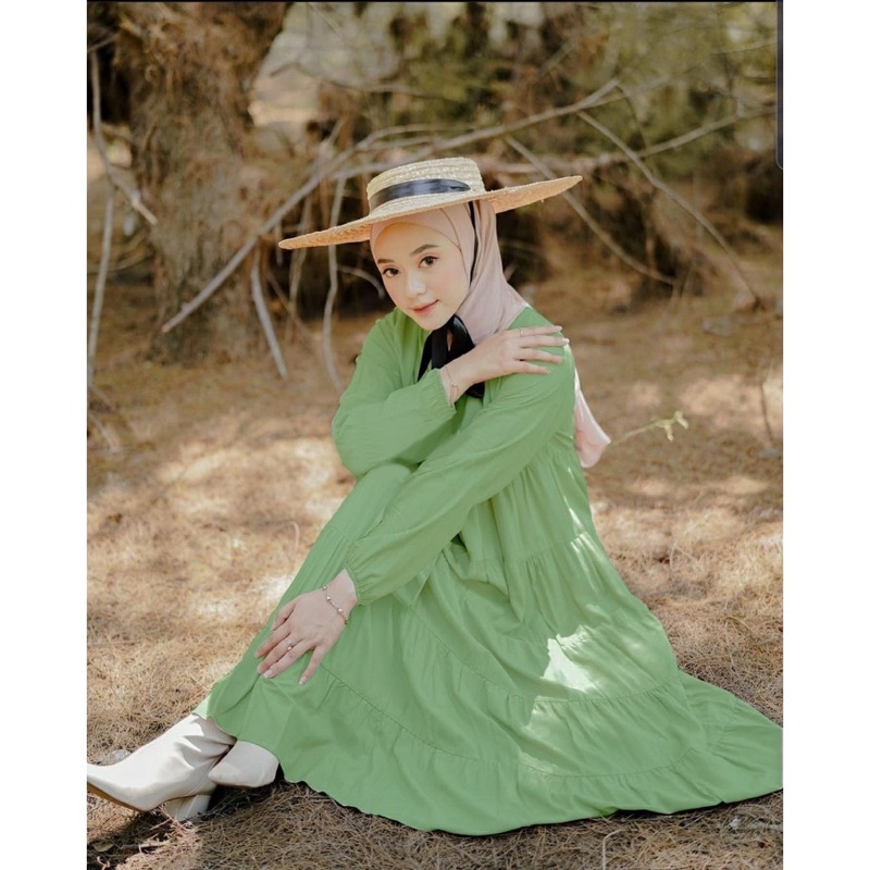 CANTIKA TUNIK FULL RUFLE / MIDI DRESS Long tunik Oneck Jumbo Basic