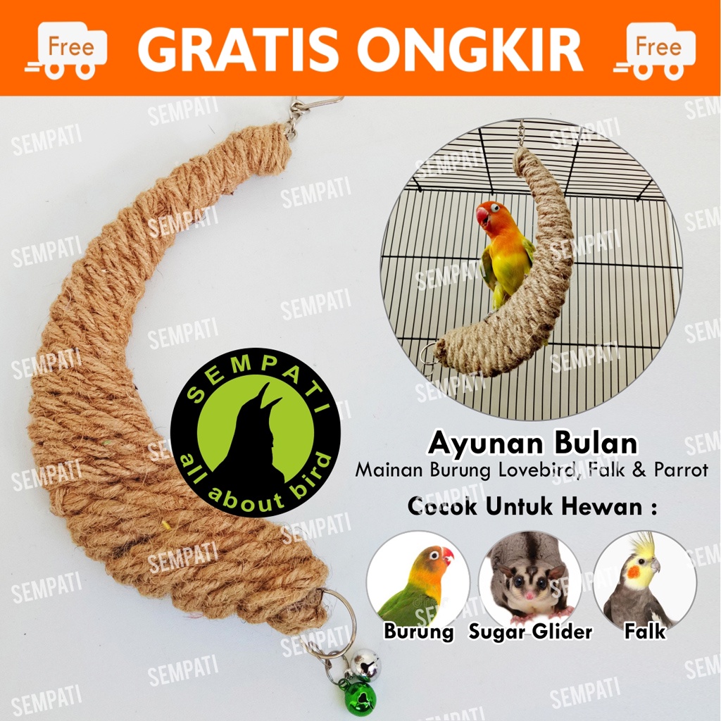 MAINAN PARROT GIGITAN AYUNAN BURUNG BULAN SABIT SANGKAR KANDANG BURUNG LOVEBIRD PARKIT KAKATUA BLSBT