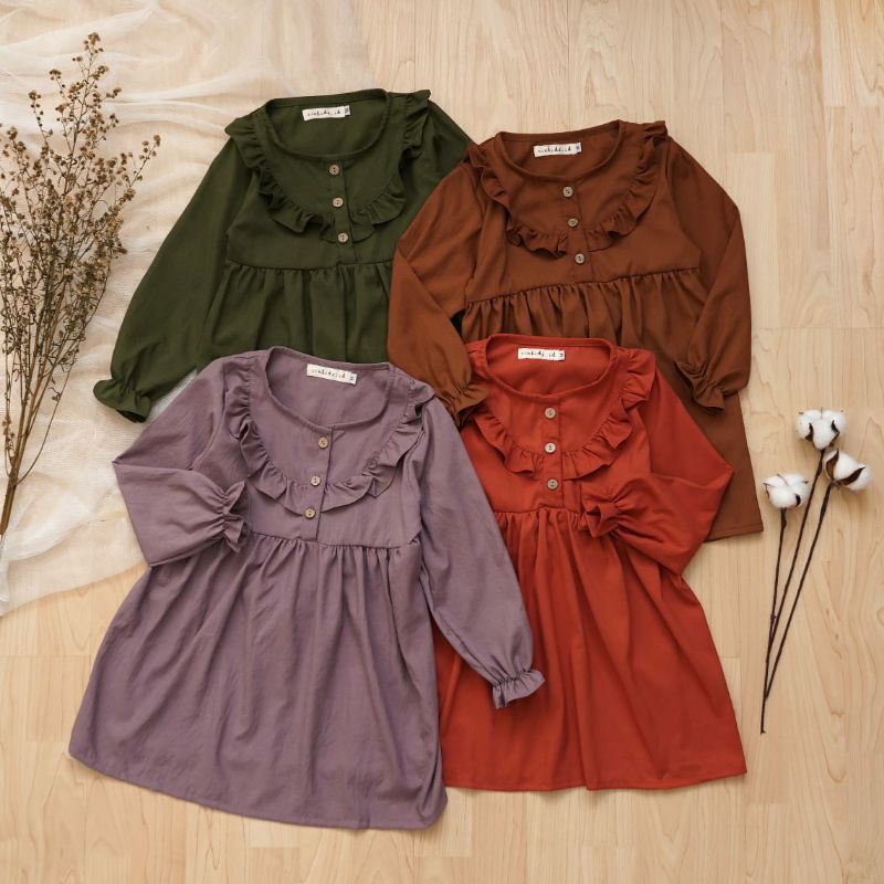 AZALOKIDS - Jasmine Tunik || Tunik couple || dress anak || baju crinkle || Tunik anak || Tunik ibu