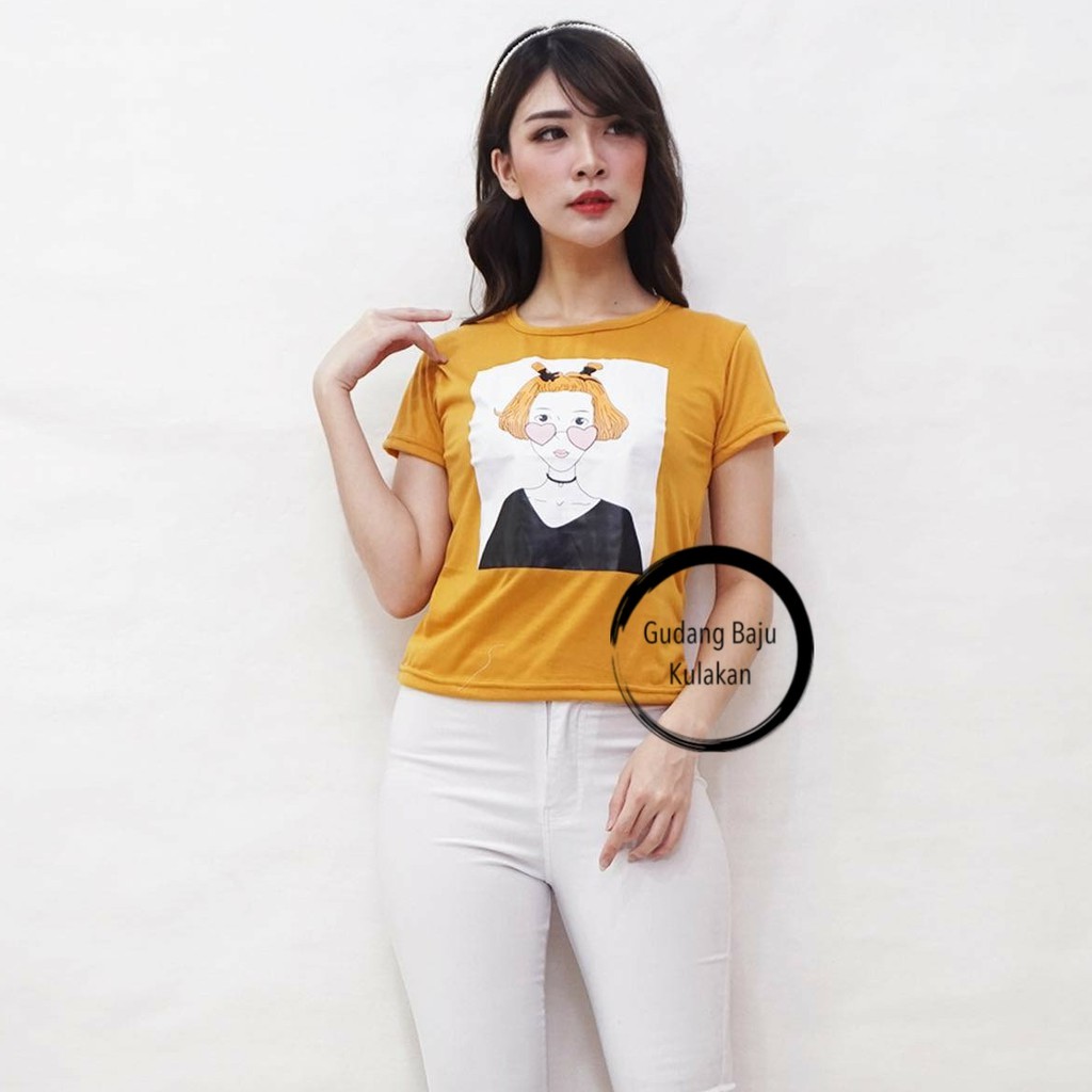 Gudang Baju Kulakan Tshirt Lovela Kacamata Kcmt Kaos Wanita Tumbler Tee Shopee Indonesia