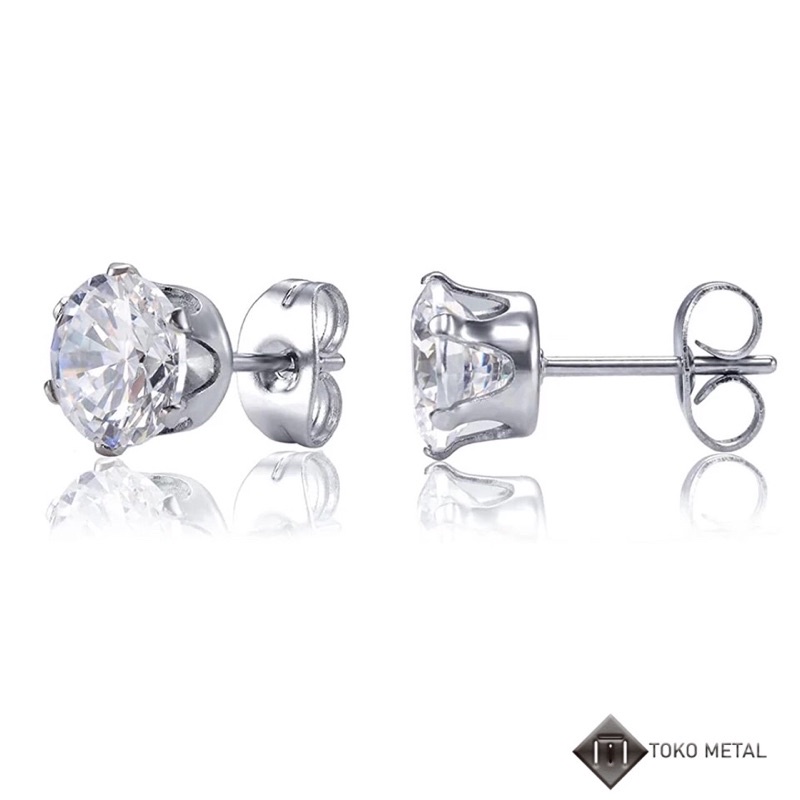 Anting Titanium Tusuk/ Stud Silver Dan Hitam [ Toko Metal ]